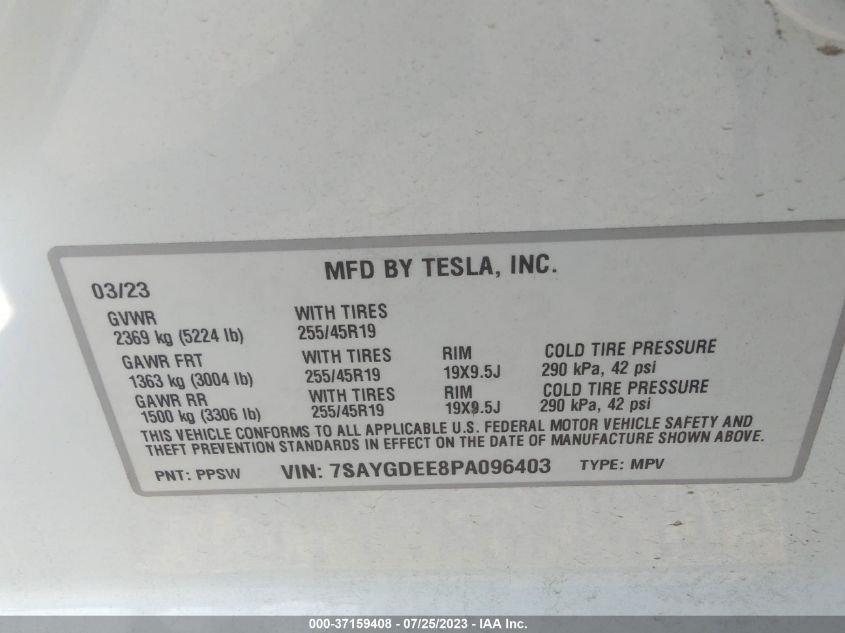 2023 TESLA MODEL Y LONG RANGE - 7SAYGDEE8PA096403