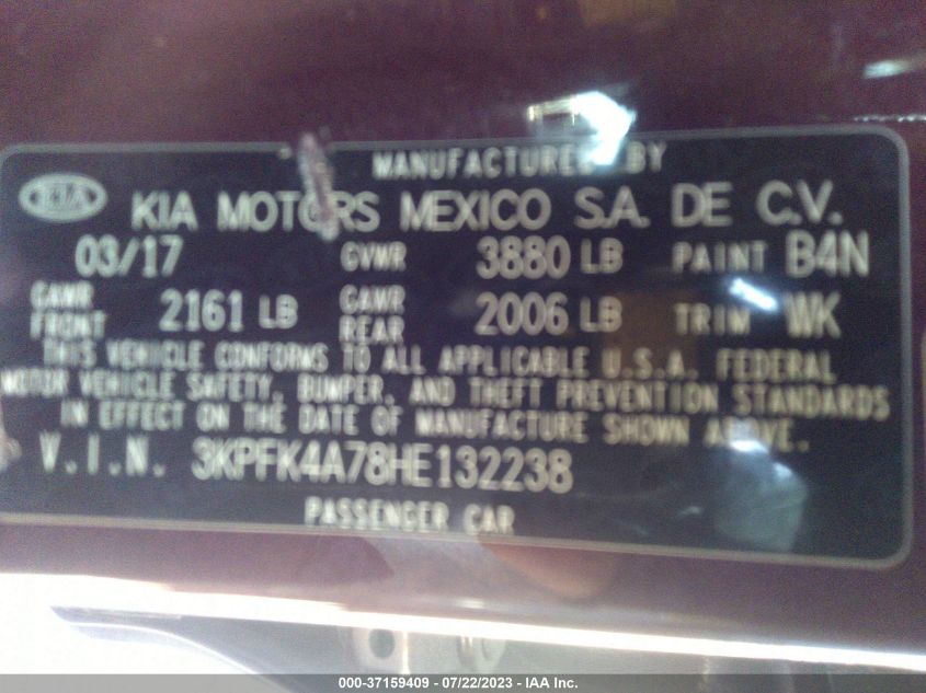 2017 KIA FORTE LX - 3KPFK4A78HE132238