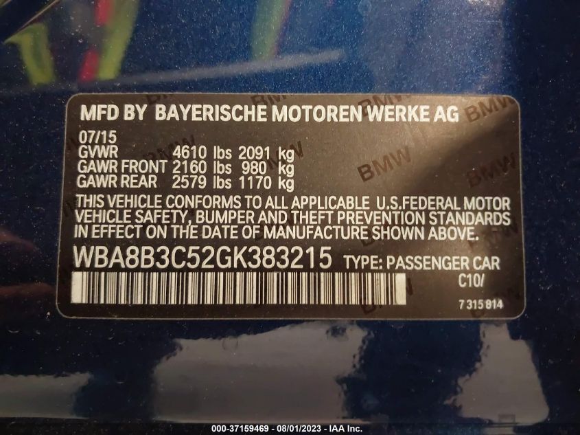 2016 BMW 3 SERIES 340I - WBA8B3C52GK383215