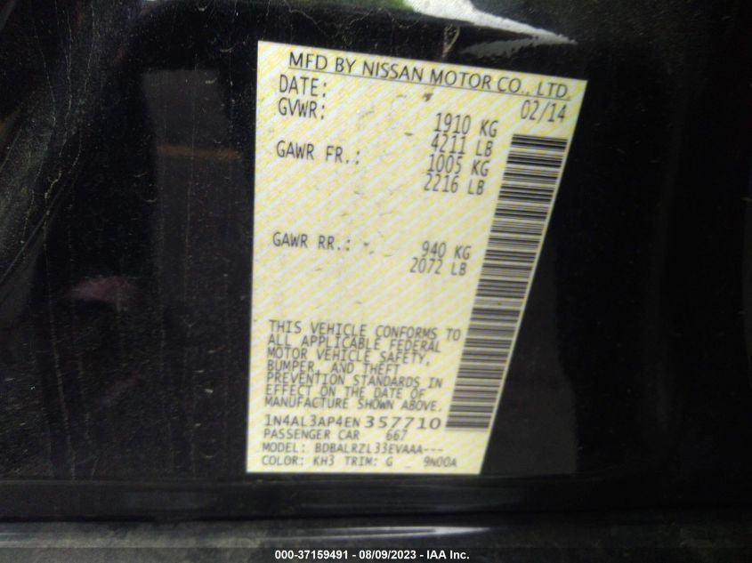 2014 NISSAN ALTIMA 2.5 - 1N4AL3AP4EN357710