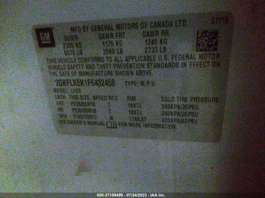 2015 GMC TERRAIN SLT - 2GKFLXEK1F6432458