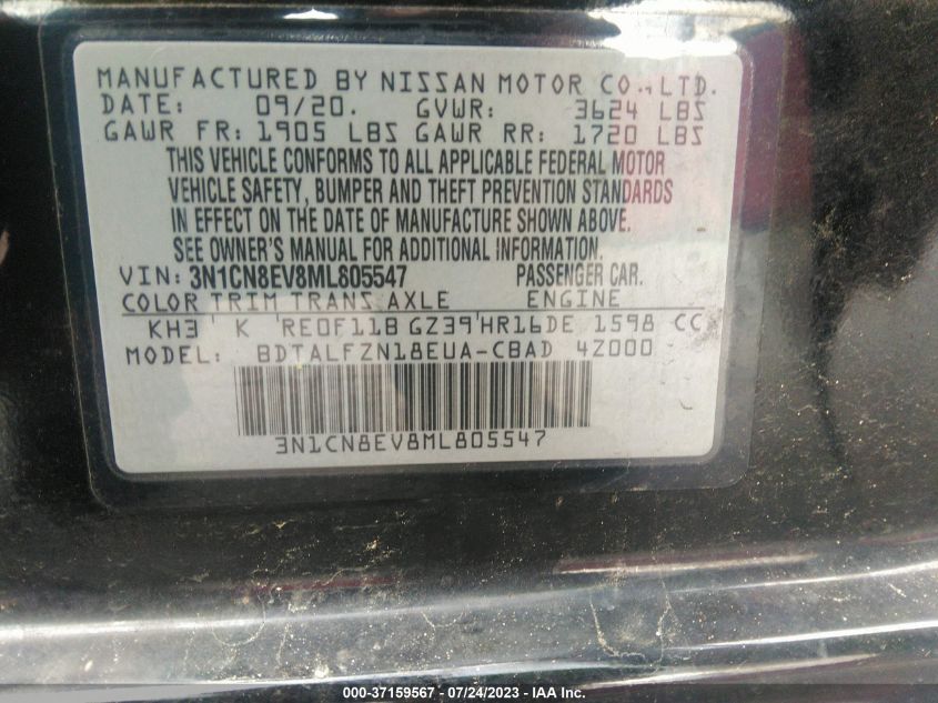 2021 NISSAN VERSA SV - 3N1CN8EV8ML805547
