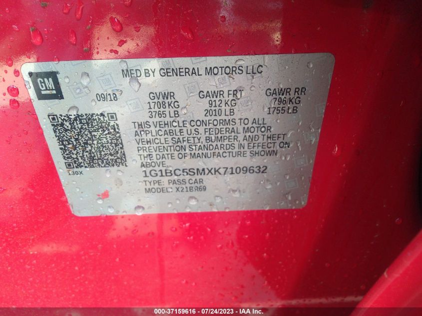 2019 CHEVROLET CRUZE LS - 1G1BC5SMXK7109632
