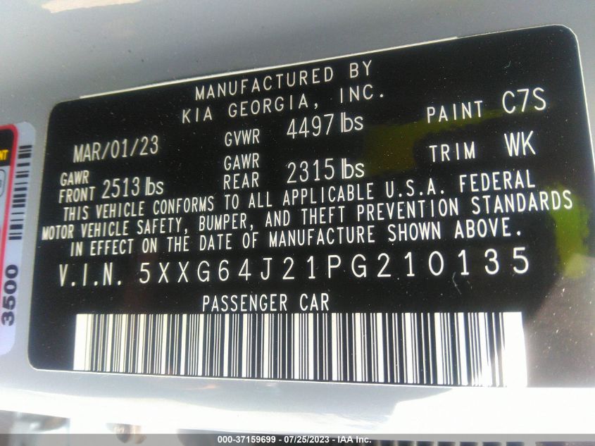 2023 KIA K5 GT LINE - 5XXG64J21PG210135