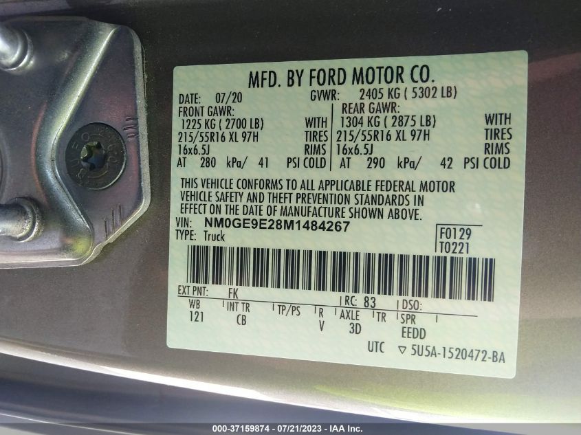 2021 FORD TRANSIT CONNECT WAGON XL - NM0GE9E28M1484267