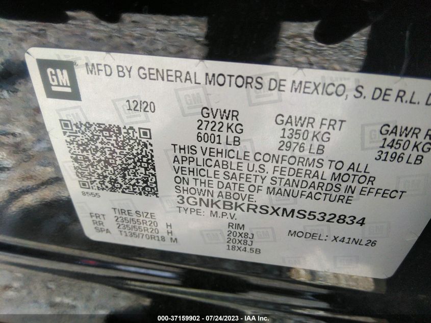 2021 CHEVROLET BLAZER RS - 3GNKBKRSXMS532834
