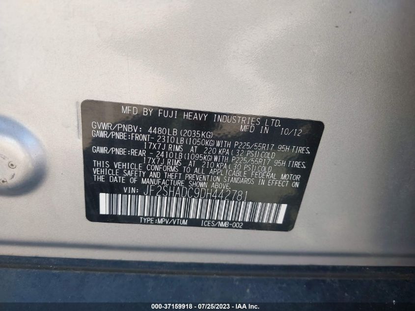 2013 SUBARU FORESTER 2.5X PREMIUM - JF2SHADC9DH442781