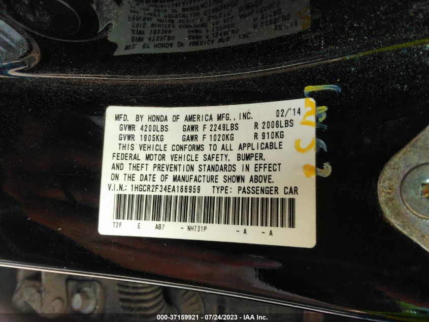 2014 HONDA ACCORD SEDAN LX - 1HGCR2F34EA166959