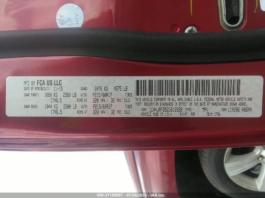 2016 JEEP PATRIOT LATITUDE - 1C4NJRFB5GD616599