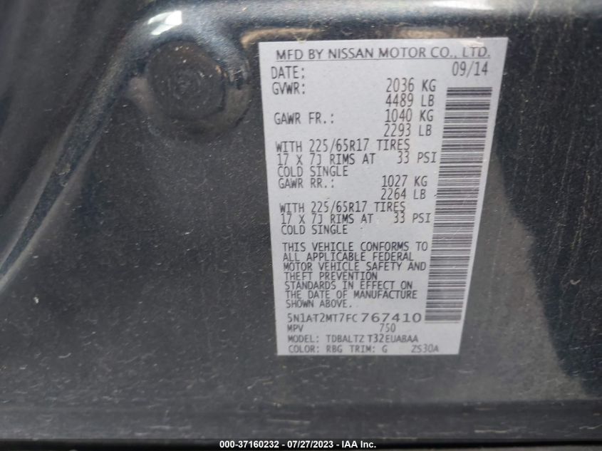 2015 NISSAN ROGUE SV - 5N1AT2MT7FC767410