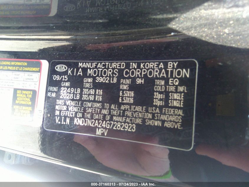 2016 KIA SOUL - KNDJN2A24G7282923