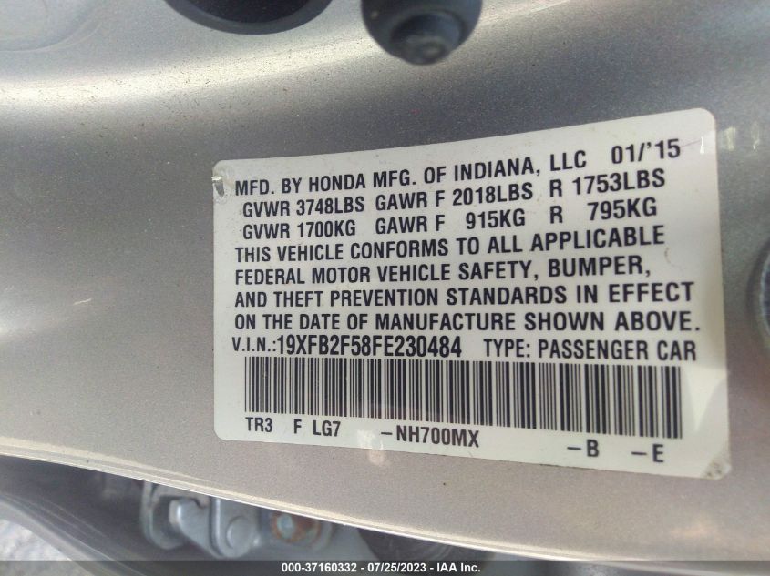 2015 HONDA CIVIC SEDAN LX - 19XFB2F58FE230484