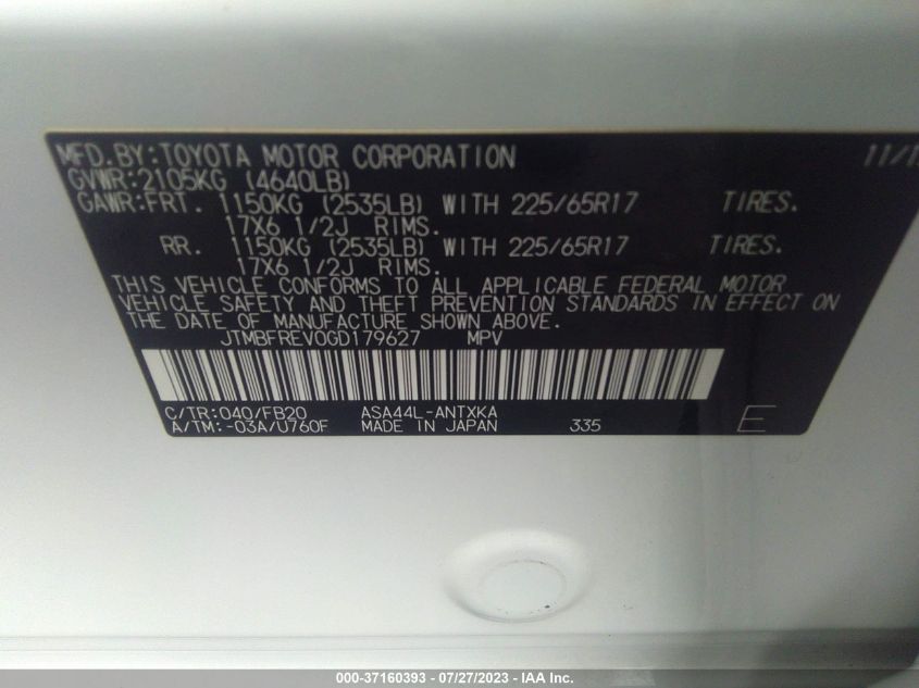 2016 TOYOTA RAV4 LE - JTMBFREV0GD179627