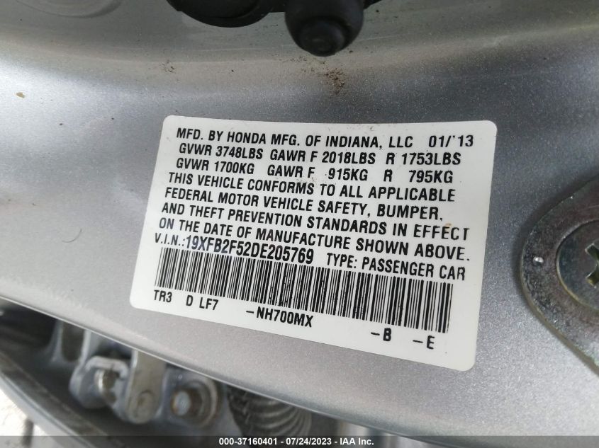 2013 HONDA CIVIC SDN LX - 19XFB2F52DE205769