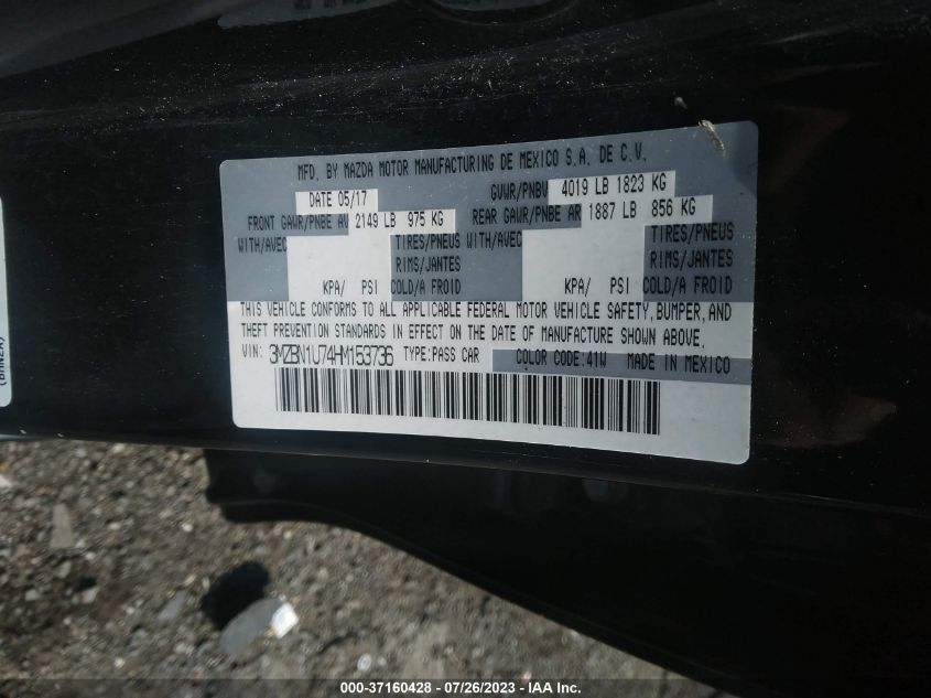 2017 MAZDA MAZDA3 4-DOOR SPORT 3MZBN1U74HM153736