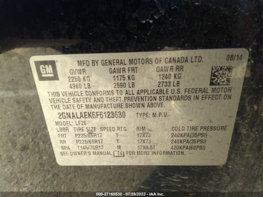2015 CHEVROLET EQUINOX LS - 2GNALAEK6F6123630