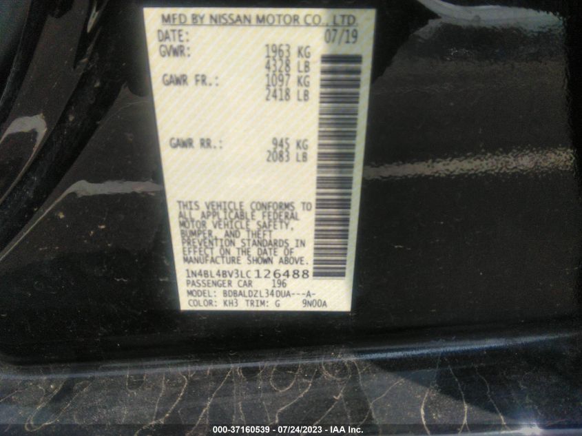 2020 NISSAN ALTIMA 2.5 S - 1N4BL4BV3LC126488