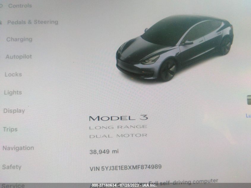 2021 TESLA MODEL 3 LONG RANGE - 5YJ3E1EBXMF874989