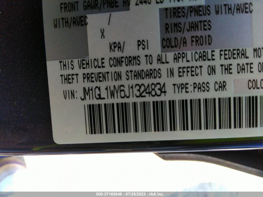 VIN JM1GL1WY6J1324834 2018 MAZDA MAZDA6 GRAND TOURING RESERVE