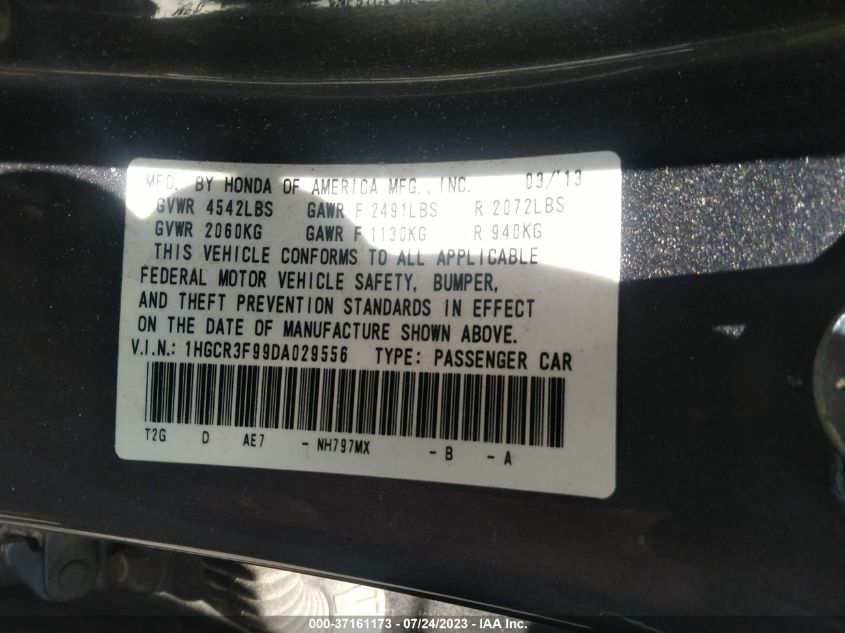 2013 HONDA ACCORD SDN TOURING - 1HGCR3F99DA029556