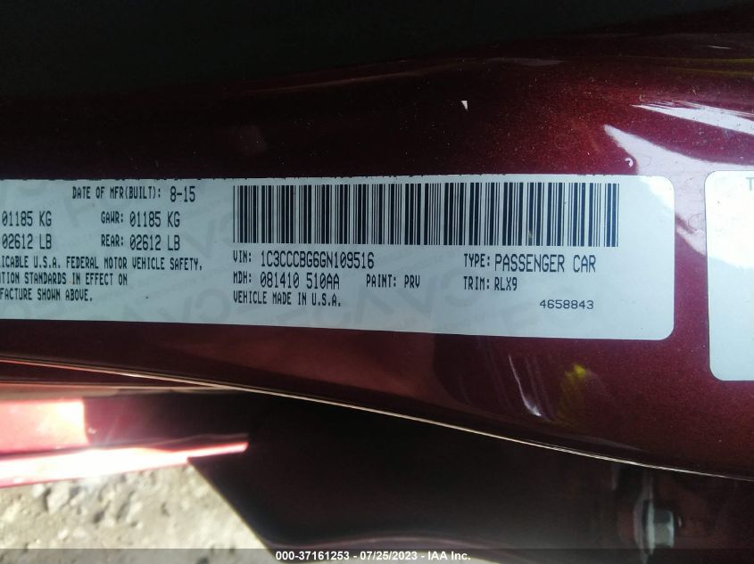 2016 CHRYSLER 200 S - 1C3CCCBG6GN109516