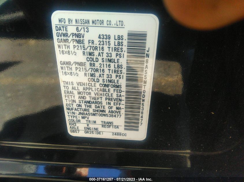 2013 NISSAN ROGUE S - JN8AS5MT0DW538477