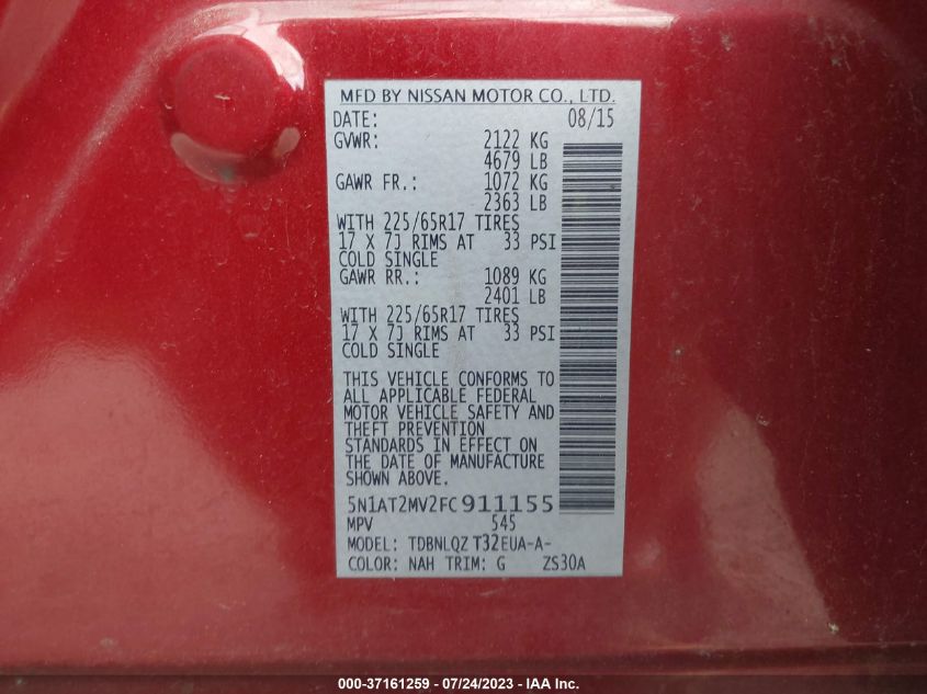 2015 NISSAN ROGUE SV - 5N1AT2MV2FC911155