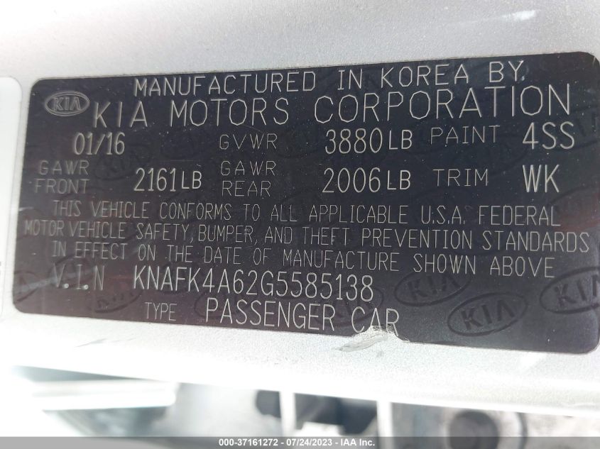 2016 KIA FORTE LX - KNAFK4A62G5585138