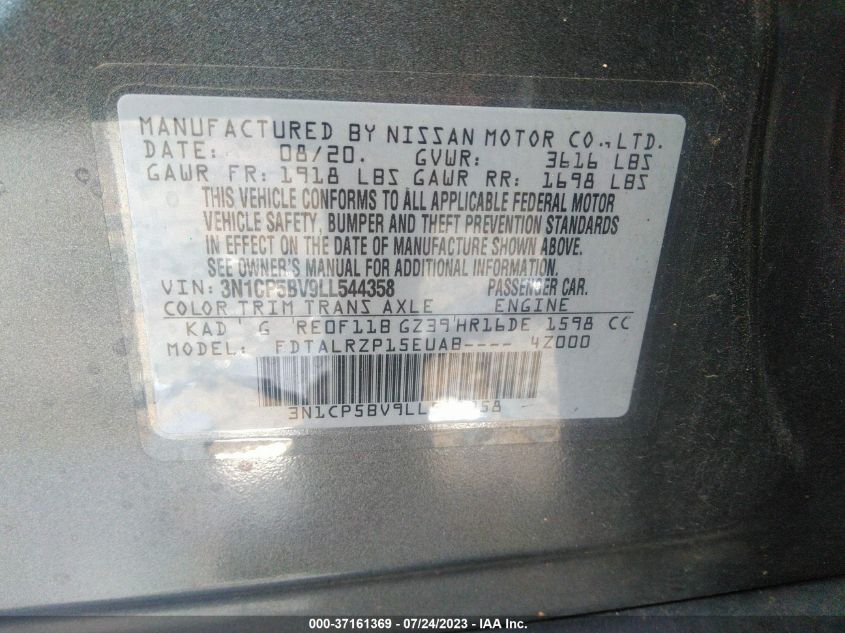 2020 NISSAN KICKS S - 3N1CP5BV9LL544358