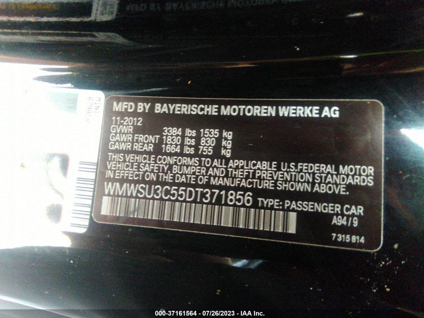 2013 MINI COOPER HARDTOP - WMWSU3C55DT371856