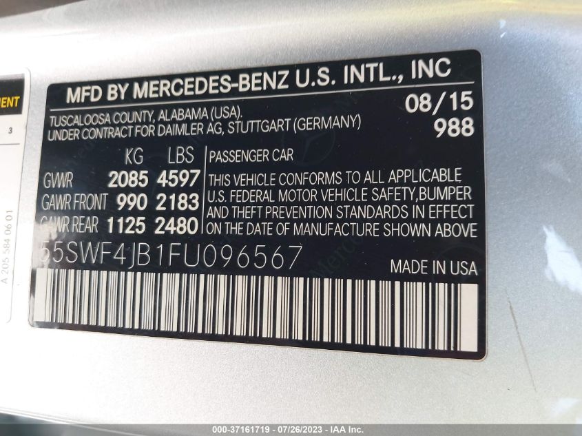 2015 MERCEDES-BENZ C-CLASS C 300 - 55SWF4JB1FU096567