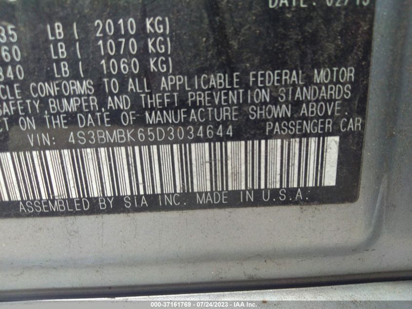 2013 SUBARU LEGACY 2.5I LIMITED - 4S3BMBK65D3034644
