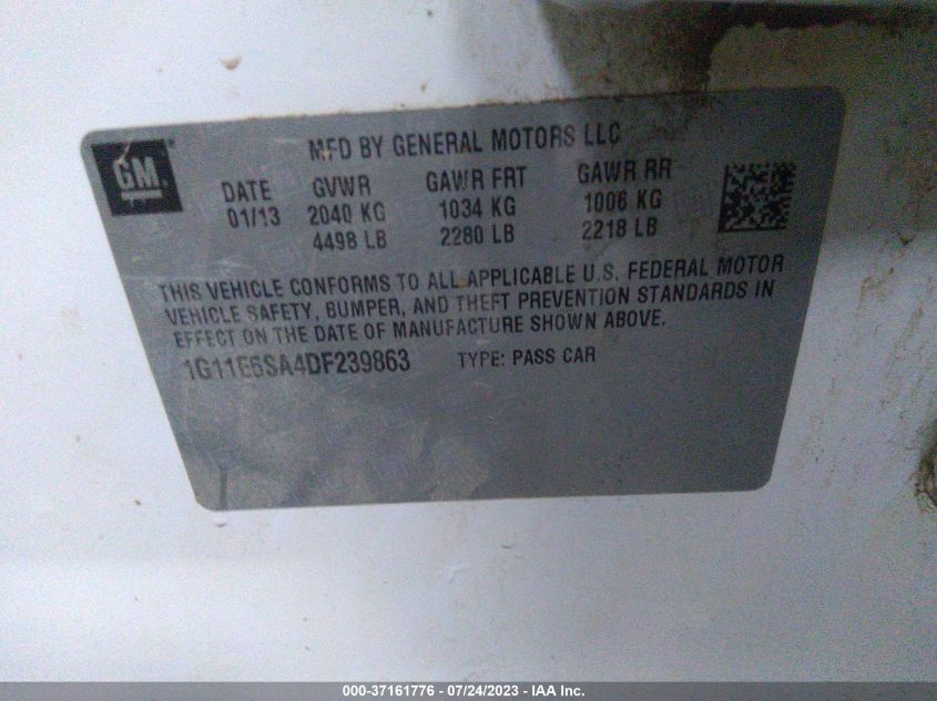 2013 CHEVROLET MALIBU LT - 1G11E5SA4DF239863