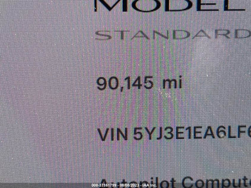 2020 TESLA MODEL 3 STANDARD RANGE - 5YJ3E1EA6LF645165
