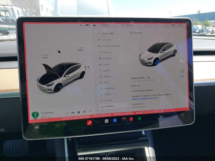 2020 TESLA MODEL 3 STANDARD RANGE - 5YJ3E1EA6LF645165