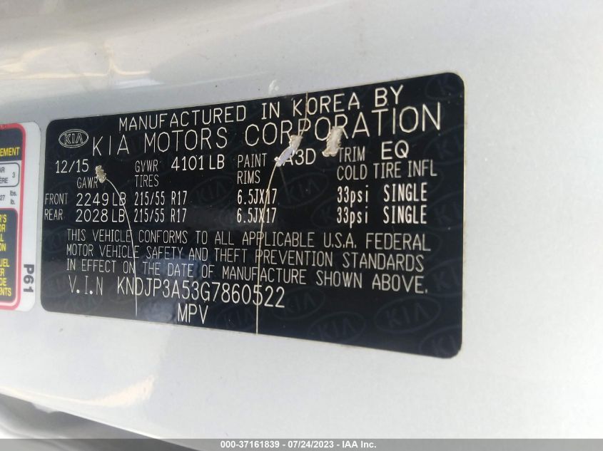 2016 KIA SOUL + - KNDJP3A53G7860522