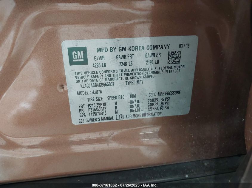 2016 BUICK ENCORE - KL4CJASB4GB665037