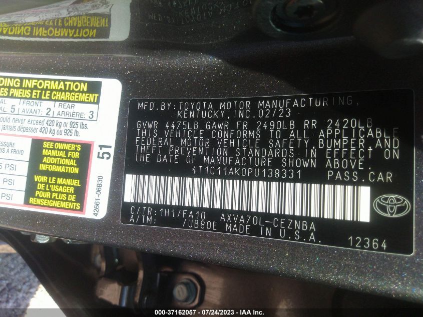 2023 TOYOTA CAMRY LE - 4T1C11AK0PU138331