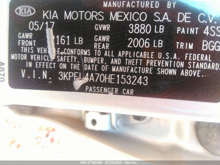 2017 KIA FORTE LX/S - 3KPFL4A70HE153243