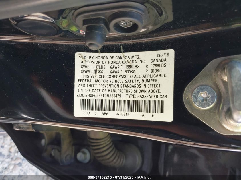 2016 HONDA CIVIC SEDAN LX - 2HGFC2F51GH555479