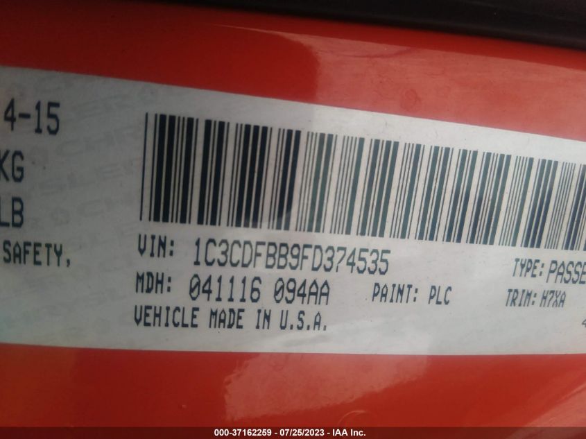 2015 DODGE DART SXT - 1C3CDFBB9FD374535