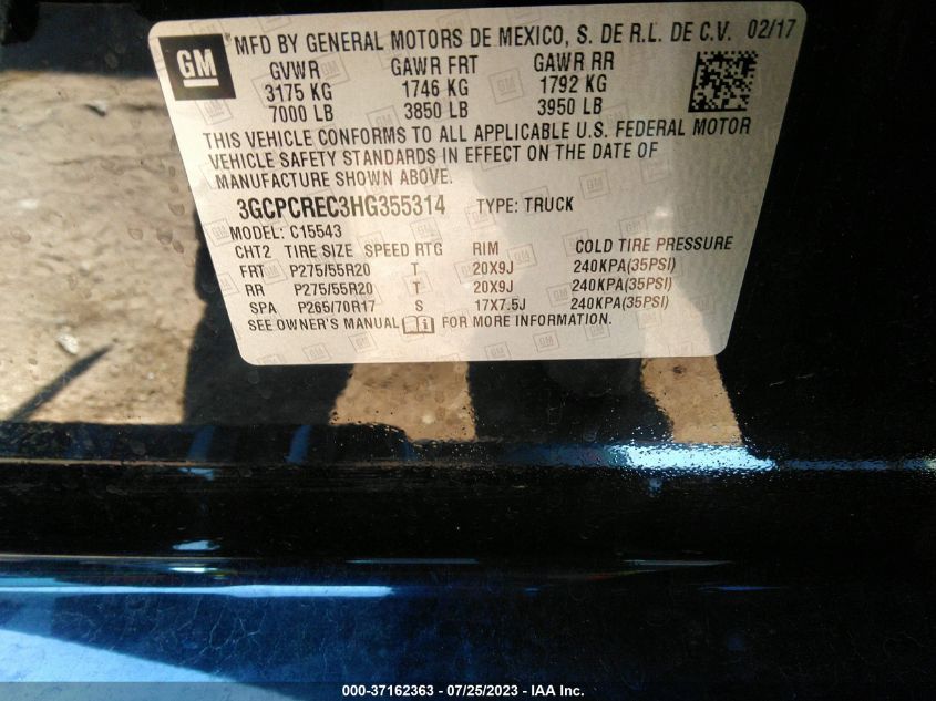 2017 CHEVROLET SILVERADO 1500 LT - 3GCPCREC3HG355314
