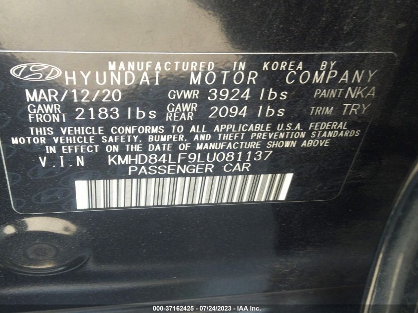 KMHD84LF9LU081137 Hyundai Elantra SEL 9