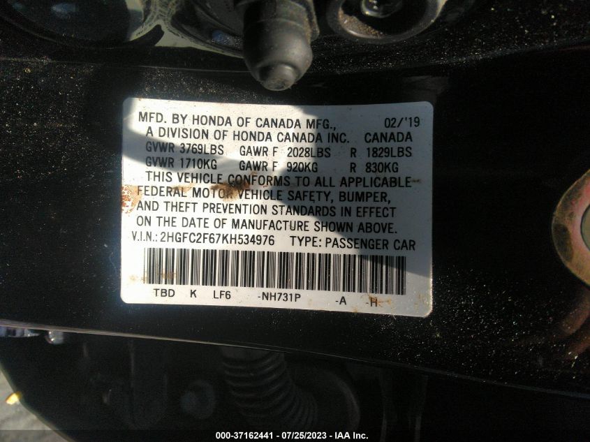 2019 HONDA CIVIC SEDAN LX - 2HGFC2F67KH534976