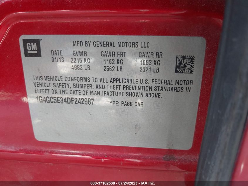 2013 BUICK LACROSSE LEATHER - 1G4GC5E34DF242987