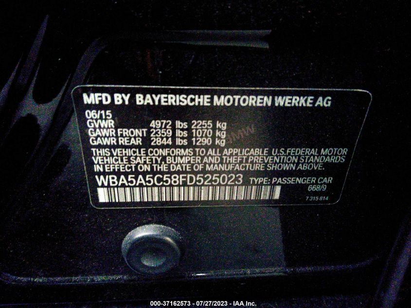 2015 BMW 5 SERIES 528I - WBA5A5C58FD525023