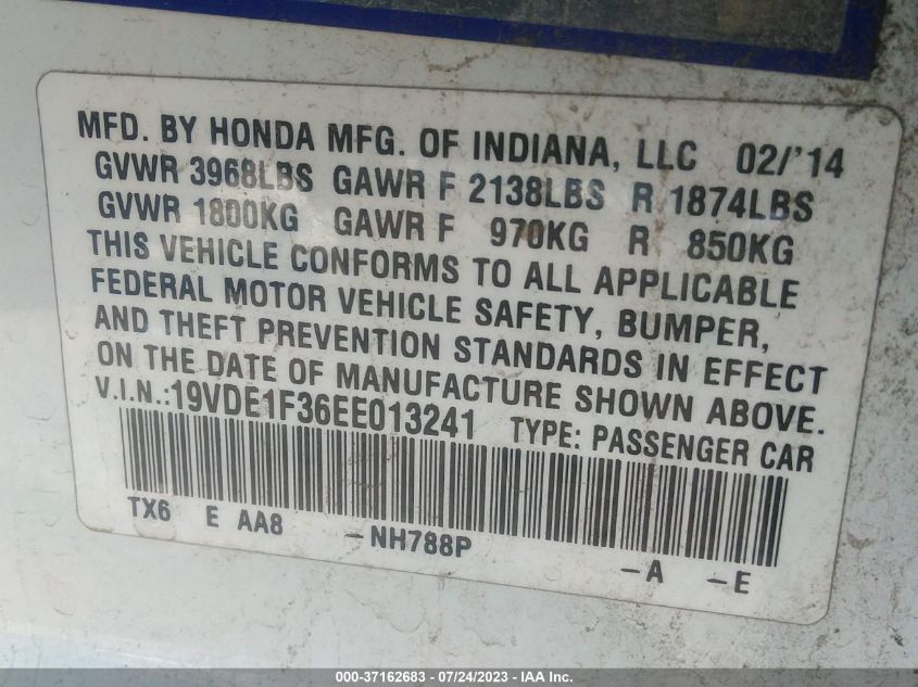2014 ACURA ILX - 19VDE1F36EE013241