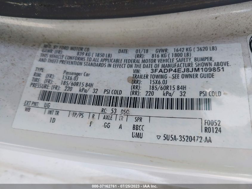 2018 FORD FIESTA SE - 3FADP4EJ8JM109851