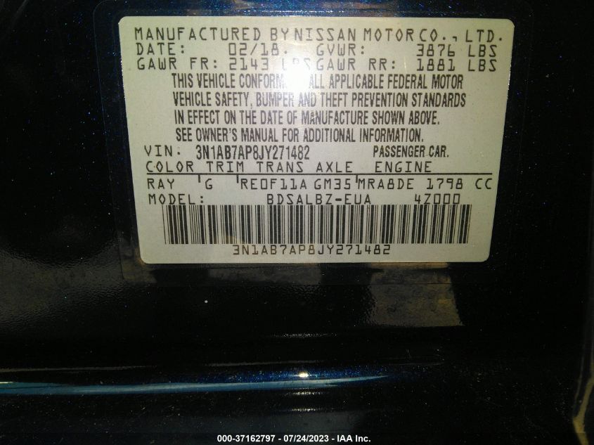 2018 NISSAN SENTRA S - 3N1AB7AP8JY271482