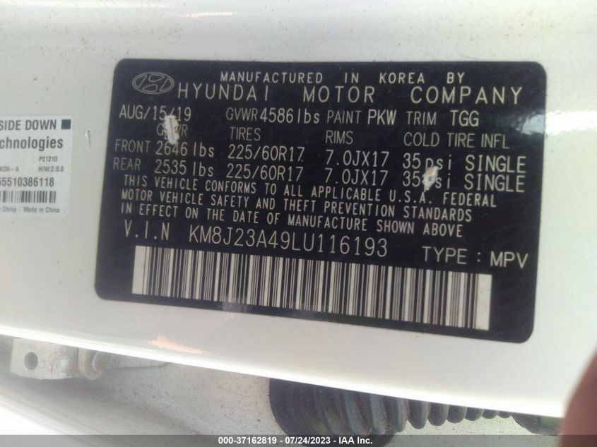 2020 HYUNDAI TUCSON SE - KM8J23A49LU116193